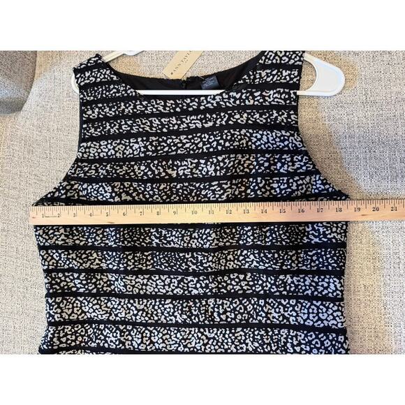 Ann Taylor Sleeveless Midi Dress Animal Print Black White Sheath NWT Sz 12 - Picture 8 of 12